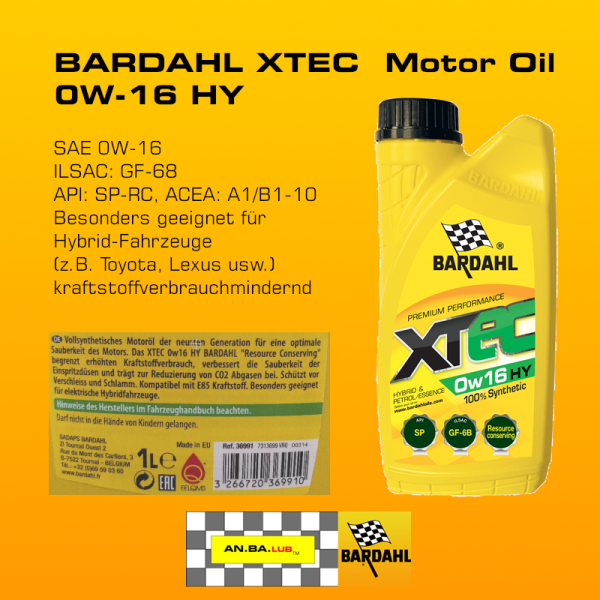 BARDAHL XTEC  Motor Oil 0W-16 HY - 1 Liter-Flasche