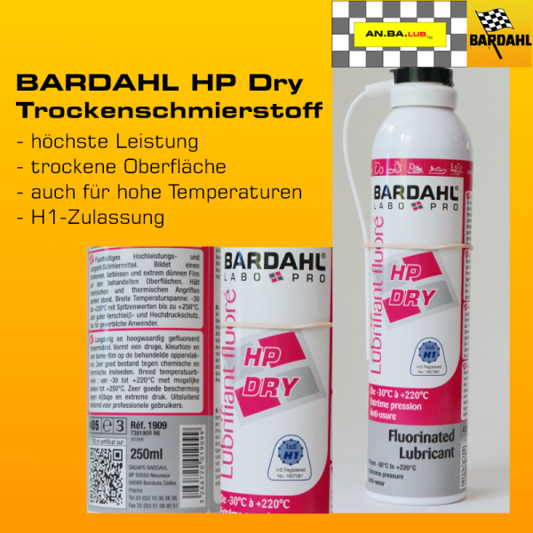 BARDAHL HP Dry Höchstleistungs-Trockenschmierstoff - 250 ml/300 g Spray