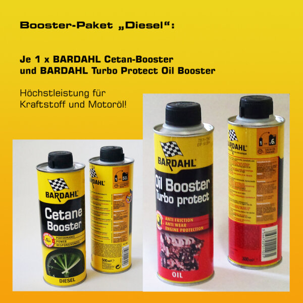 Booster-Paket "Diesel": 1 x BARDAHL Cetan-Booster + 1 x BARDAHL Turbo Protect Oil Booster