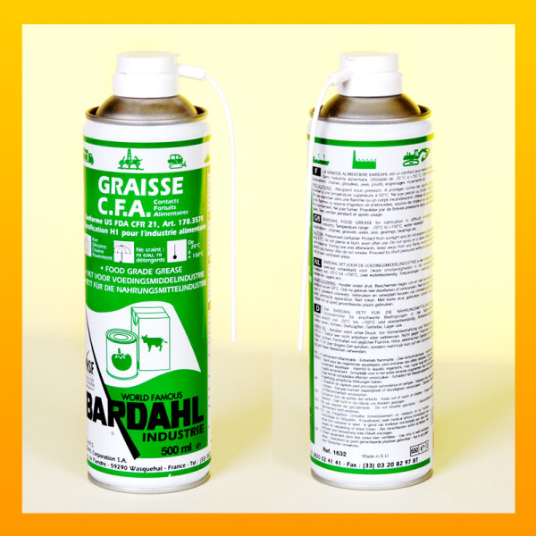 BARDAHL GRAISSE CFA BLANCHE Fettspray für die Nahrungsmittelindustrie -  Spray 500 ml - Ref 1632
